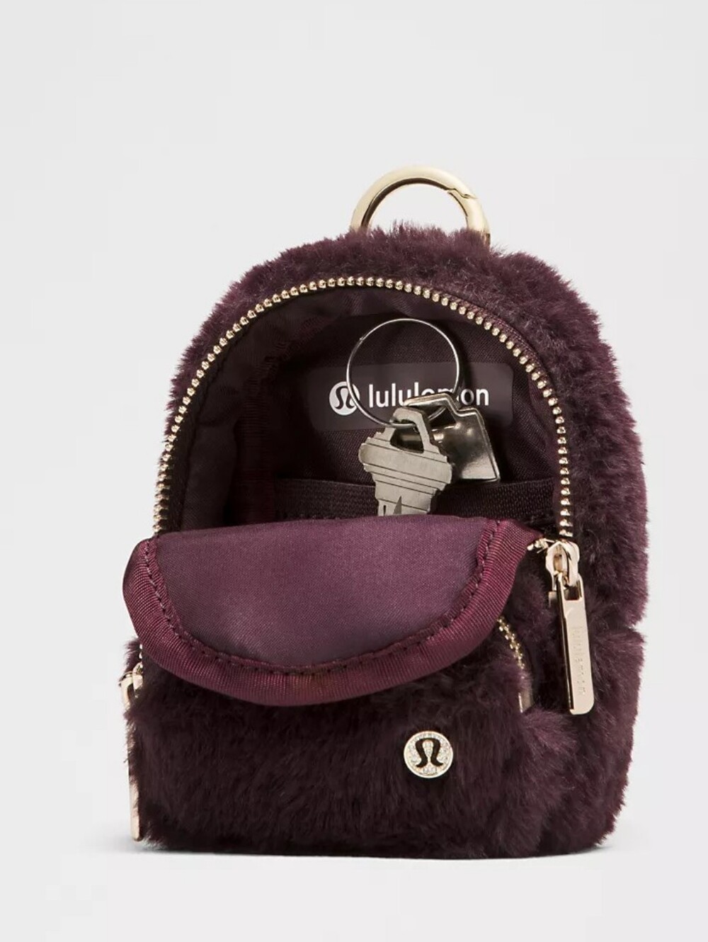 Lululemon Everywhere Nano Backpack In Black Plum And Gold Clippable Bag Charm - Picture 4 of 4